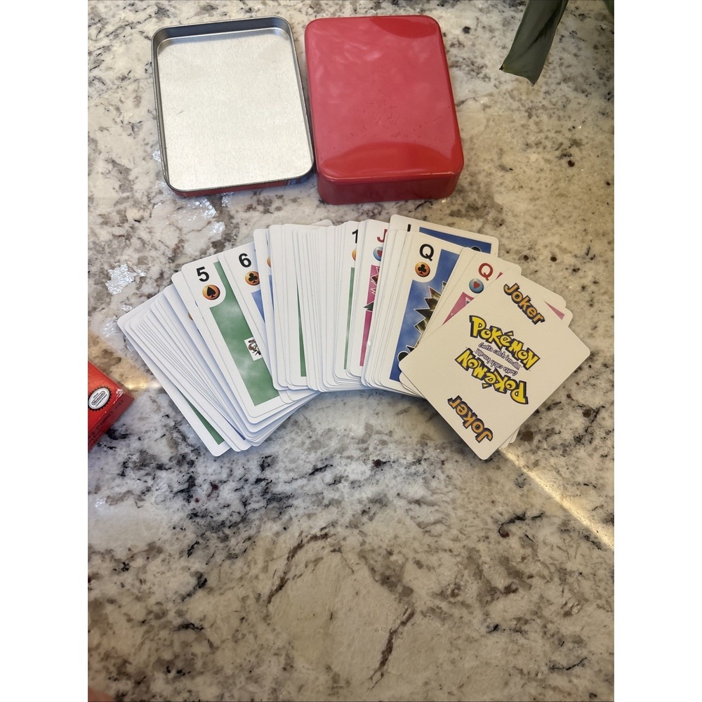 Vintage Pokemon Playing Cards Tin 1999 Nintendo Bicycle Pikachu 54 Cards - Picture 6 of 16